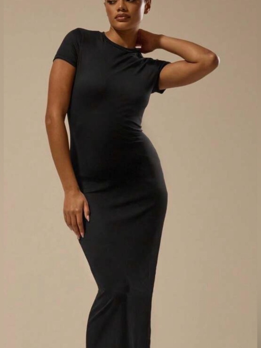 SHEIN Black Short-Sleeve Maxi Dress